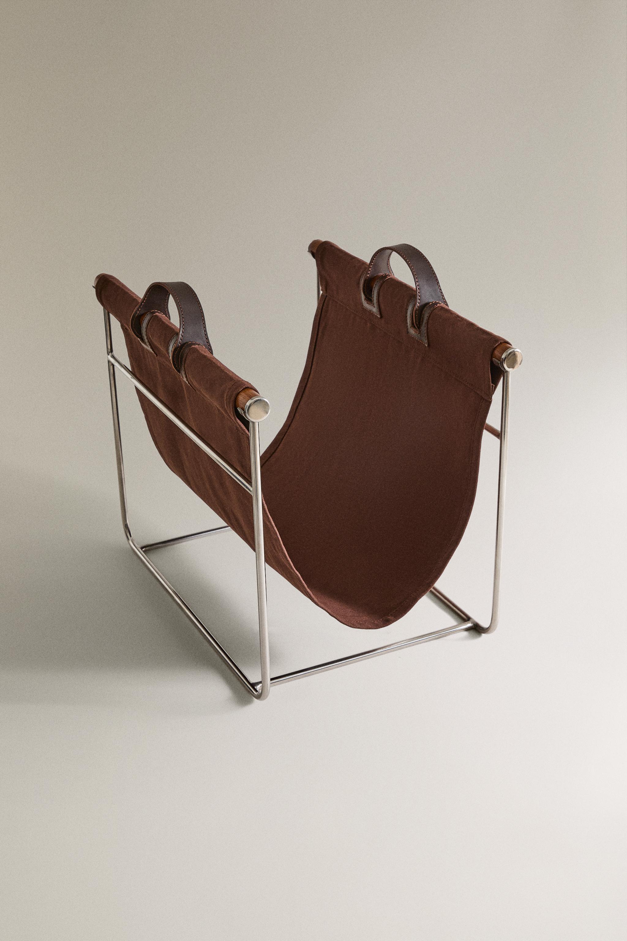 COTTON AND LEATHER MAGAZINE RACK